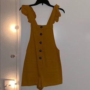 Mustard yellow denim romper